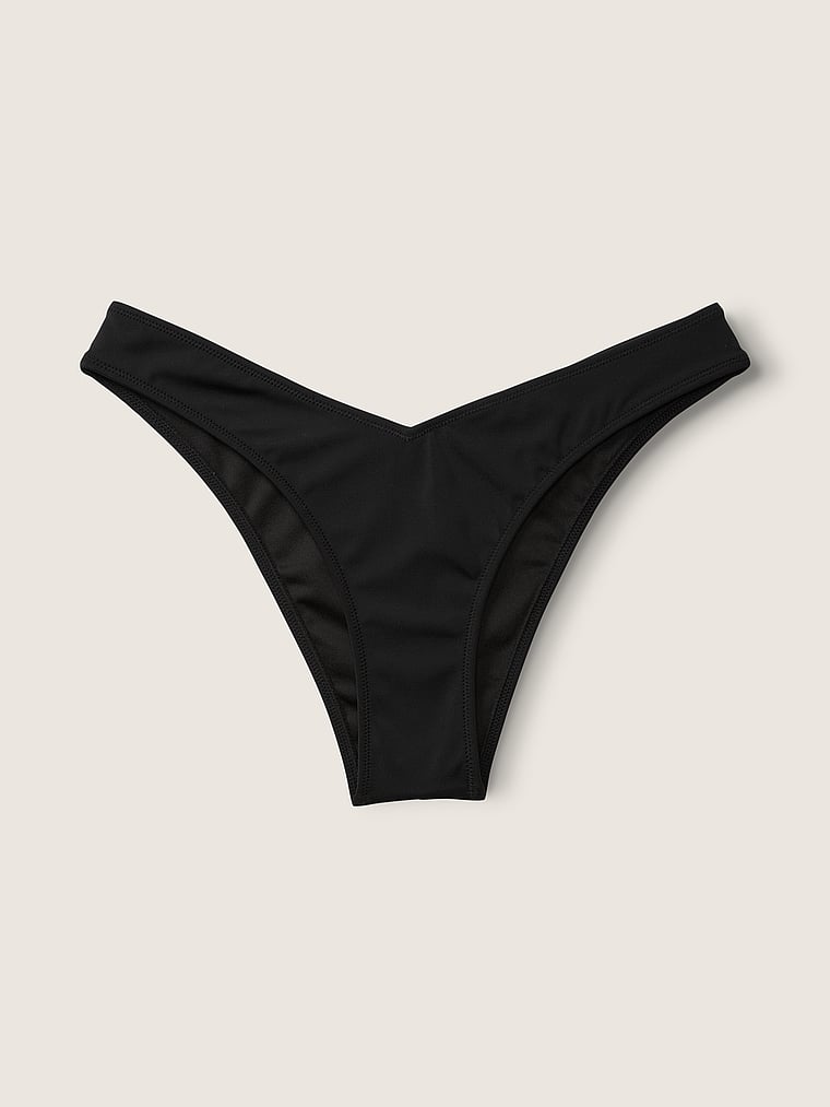 PINK Knappe Bikinihose mit V-Design vorne, Reines Schwarz, offModelFront, 3 of 7