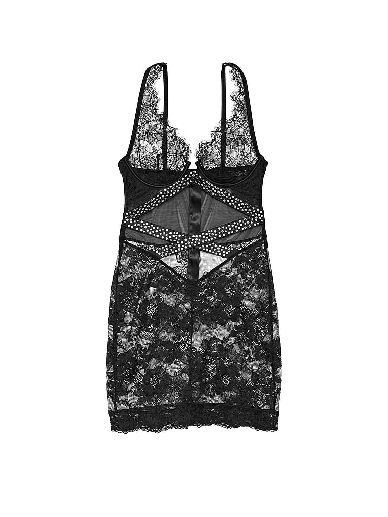 Victoria's Secret, Victoria's Secret Strapskleid mit Spitze und Glanzriemen, offModelFront, 3 of 3