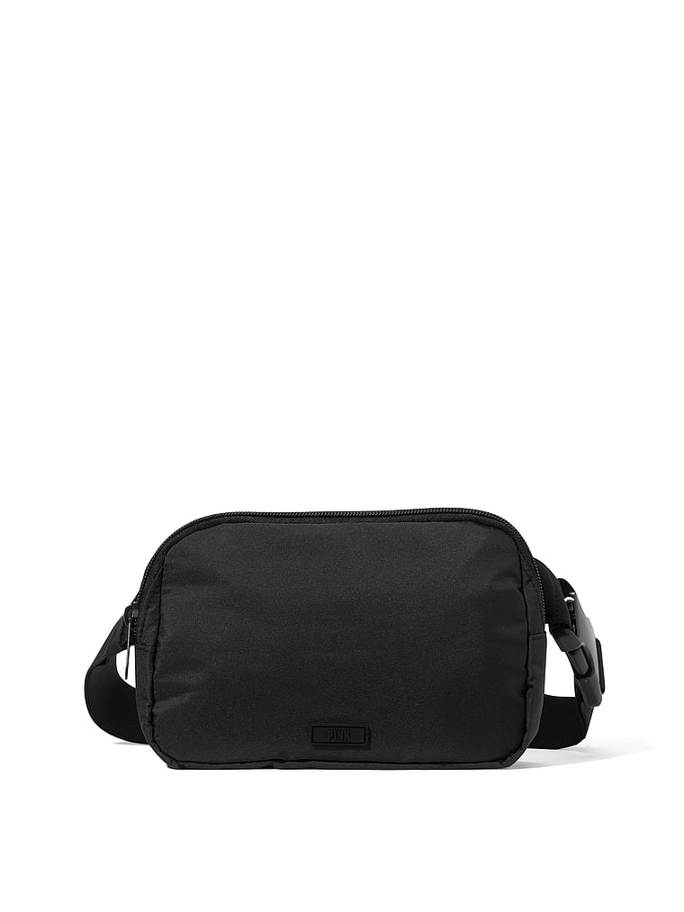 PINK Belt Bag, Pure Black, offModelFront, 4 of 5