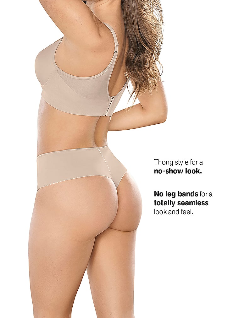 Victoria's Secret, Leonisa Shapewear Seamless Thong Contouring Panty, Beige, detail, 3 of 5