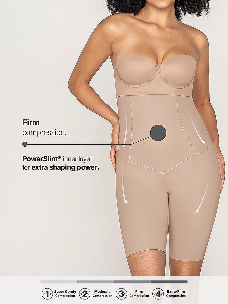 Victoria's Secret, Leonisa Shapewear Figurformende Shorts mit extrahohem Bund und leichter Kompression, Beige, offModelBack, 5 of 8