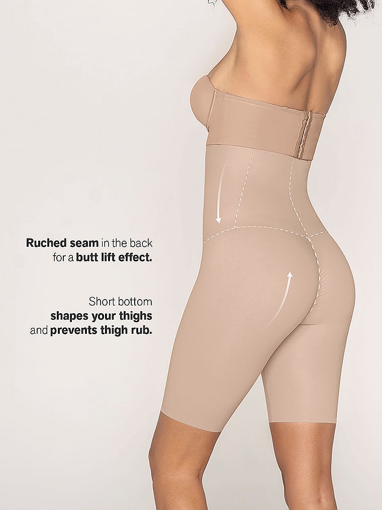 Victoria's Secret, Leonisa Shapewear Extra High-Waisted Firm Compression Shorts, Beige, detail, 4 of 6