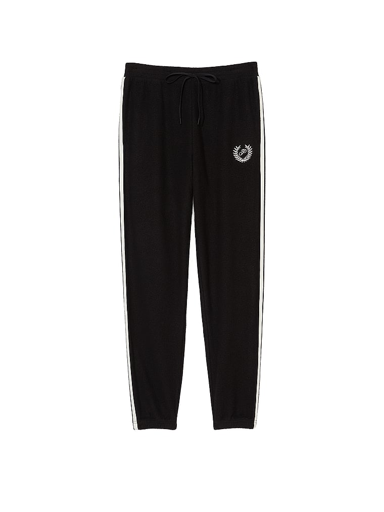 PINK Reverse Fleece High-Waist Gym Pants, Black, offModelFront, 4 of 4