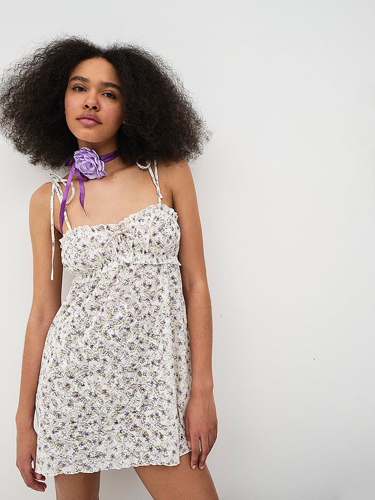 Victoria's Secret, For Love & Lemons Lavender Fields Negligé, onModelFront, 1 of 6