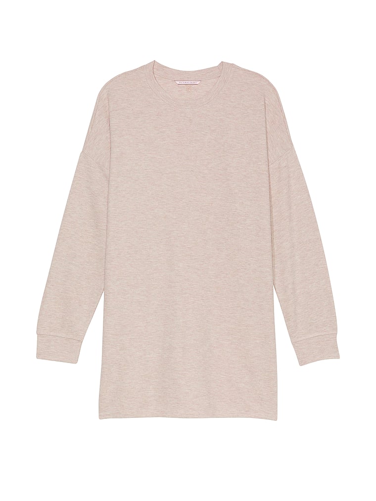 Victoria's Secret, Victoria's Secret Langärmeliges Schlafshirt mit Glow-Waffelmuster, offModelFront, 3 of 3