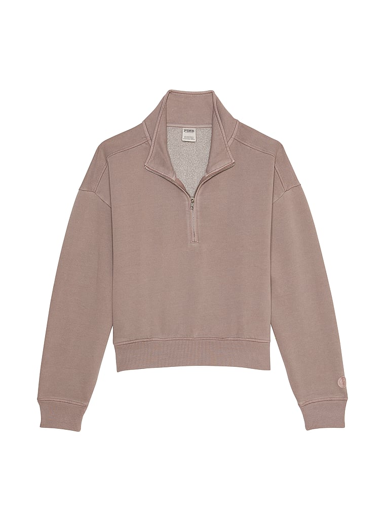 PINK Premium-Sweatshirt aus Fleece mit kurzem Reißverschluss, offModelFront, 4 of 4