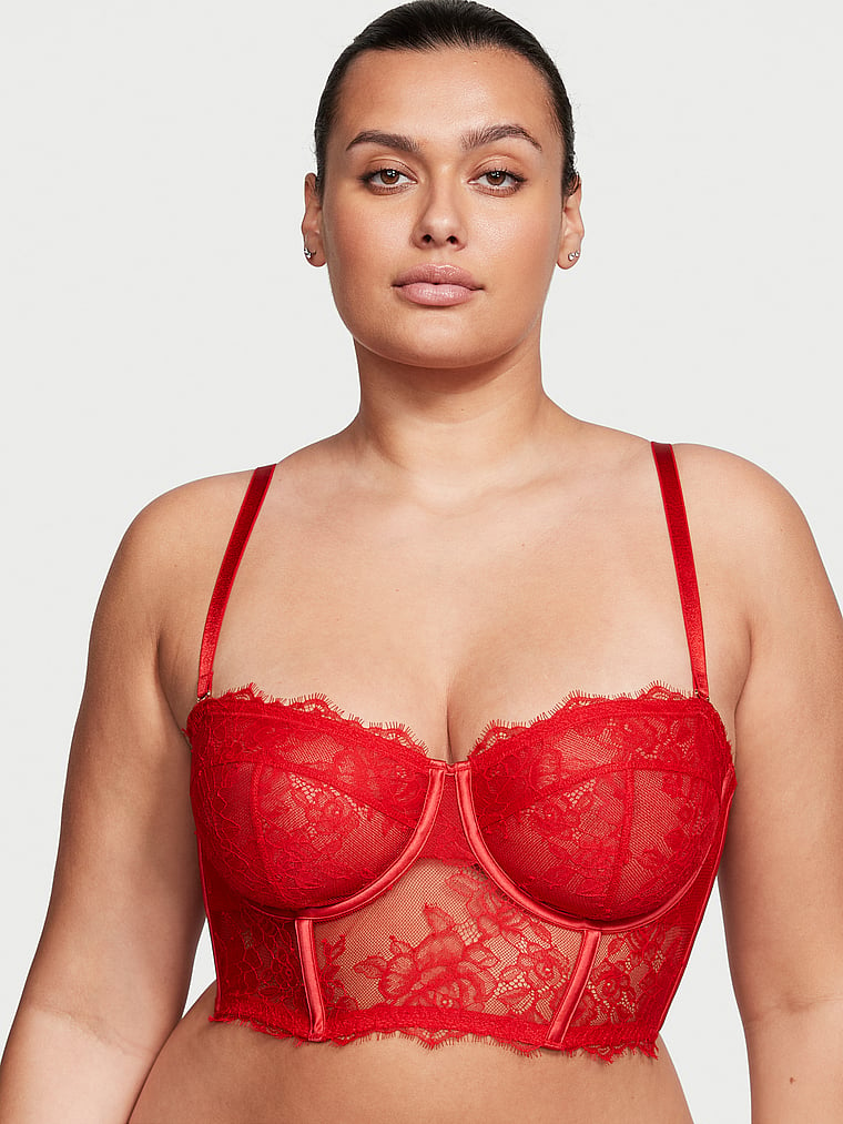 Victoria's Secret, Very Sexy VS Archives Rose Lace  Bra Top, Lipstick, onModelFront, 1 of 4 Karmi is 5'10" or 178cm and wears 34DD (E) or Large