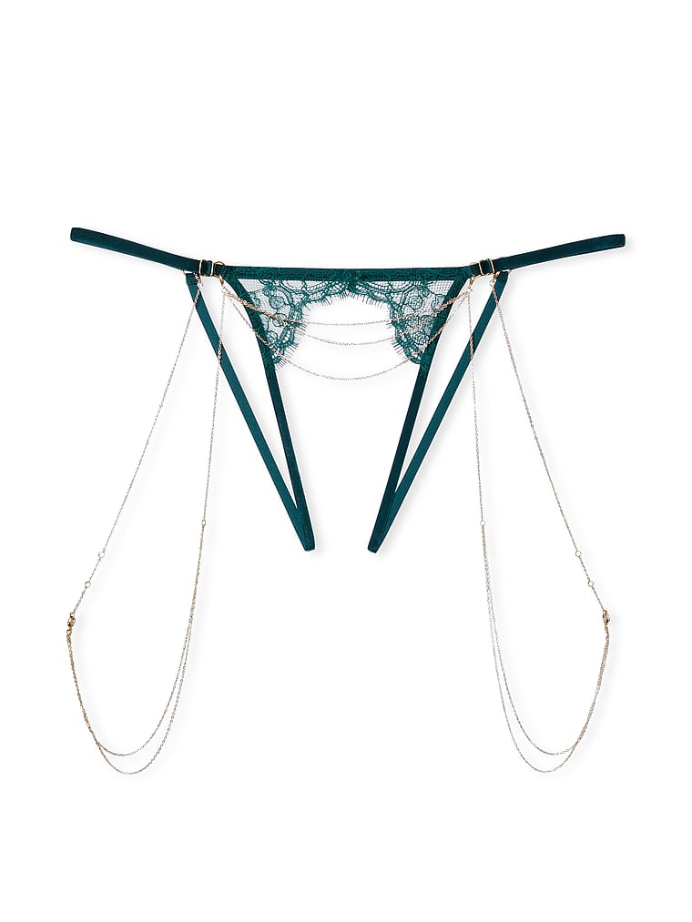 Victoria's Secret, Very Sexy Ouvert-Höschen mit Riemendesign, offener Rückseite und zarter Kettenverzierung, offModelFront, 3 of 4