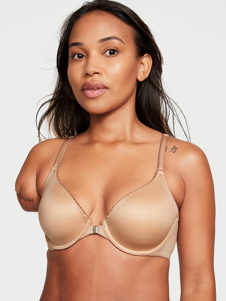 Victoria's Secret, Body by Victoria VS Adaptive Lightly Lined Front-Close Full Coverage Bra, Praline, onModelFront, 1 of 5 Model is 5'1" or 155cm and wears 34B or Small