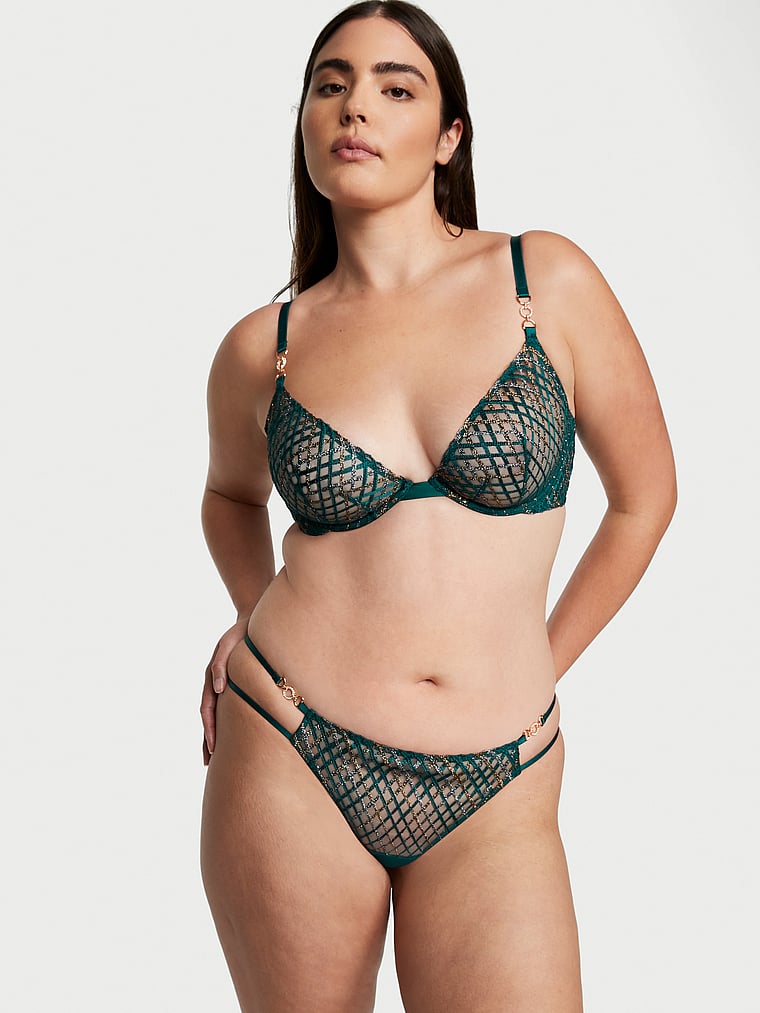 Victoria's Secret, Very Sexy String mit Riemchendesign und schimmernder Stickerei, onModelSide, 3 of 4