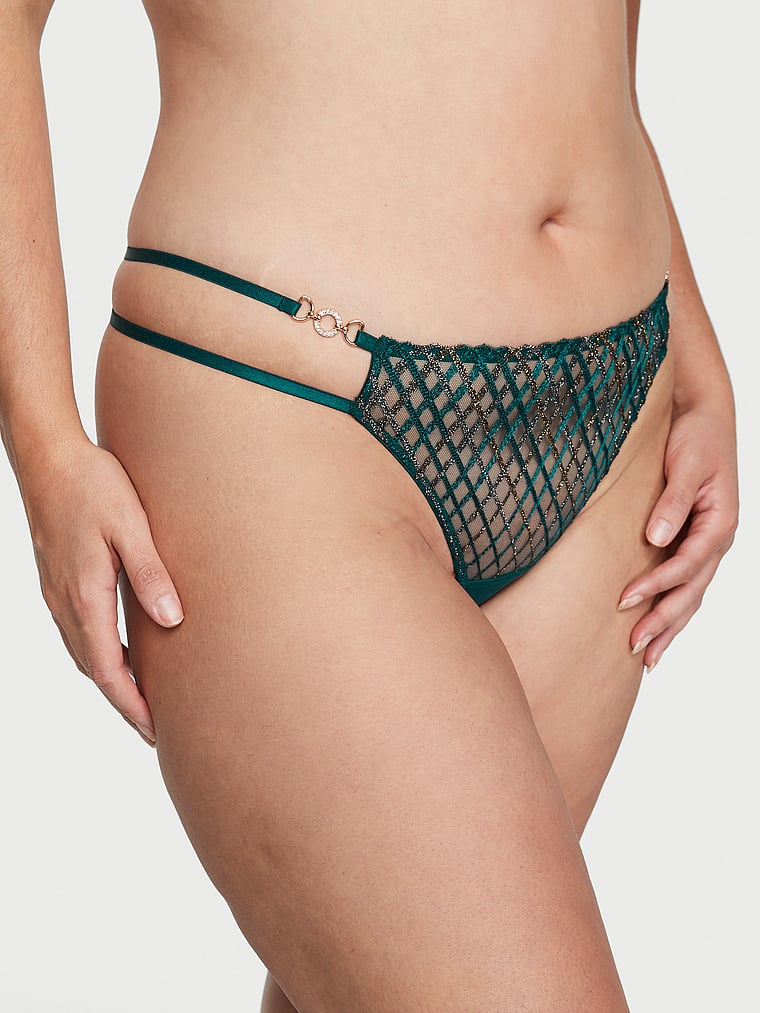 Victoria's Secret, Very Sexy String mit Riemchendesign und schimmernder Stickerei, onModelFront, 1 of 4