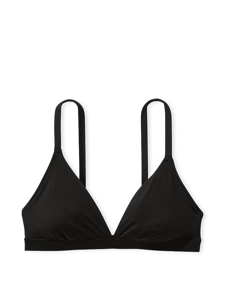 PINK Bralettes und BH-Oberteile Ungefütterte Triangel-Bralette, Reines Schwarz, offModelFront, 4 of 5