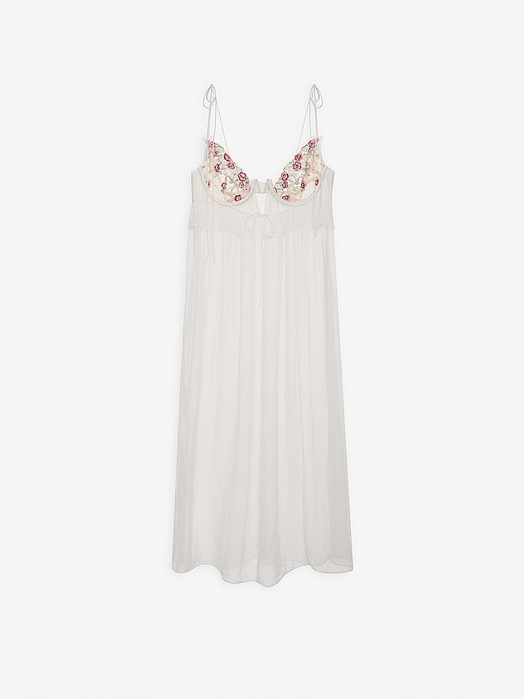 Victoria's Secret, For Love & Lemons Siena Midi-Negligé, Gold, offModelFront, 4 of 6