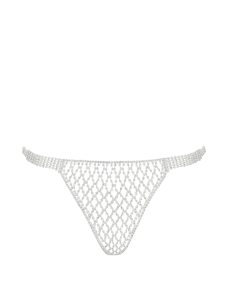Victoria's Secret, BLUEBELLA Elsa String mit Rautengitterdesign, Silber/Transparent, offModelFront, 3 of 4